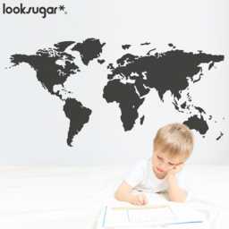 Large World Map Decal . Removable Wall Stickers Colorful Vinyl For Home, Retail Space, Office & Classroom Lswd-0111 - thumbnail 3
