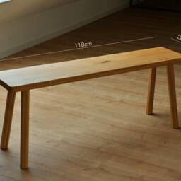Solid Oak Wood Bench - Handcrafted Wooden Bench, Timeless Design in Brown & Black - thumbnail 2