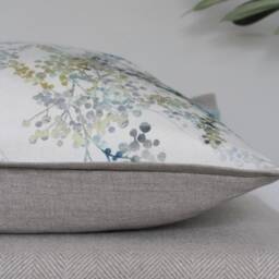 Floral Linen Cotton Cushion Cover, Pure Natural Linen, White Cushion, Scatter Decorative Cushions, Blue Yellow Green - thumbnail 3