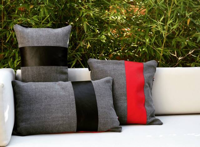Handmade Linen Cotton Blend Pillow Cover With Leather Stripe - image 1