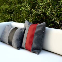 Handmade Linen Cotton Blend Pillow Cover With Leather Stripe - thumbnail 2