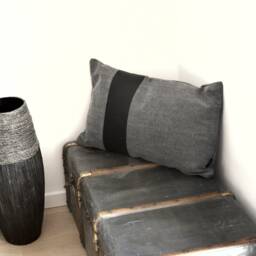Handmade Linen Cotton Blend Pillow Cover With Leather Stripe - thumbnail 3