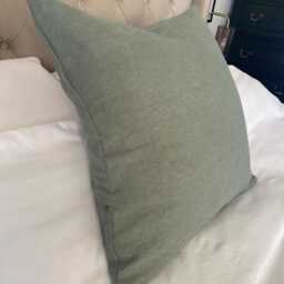 Sage Green Linen Cushion Cover, French Vintage Style Pillow - thumbnail 3