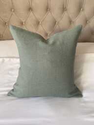 Sage Green Linen Cushion Cover, French Vintage Style Pillow - thumbnail 1