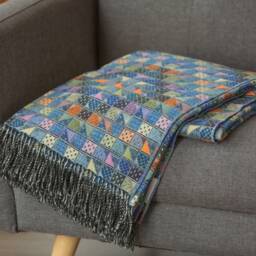Yellow Orange Mustard Merino Lambs Wool Small Grid Checkered Plaid Blanket Throw Ocher Sofa With Fringes - thumbnail 4