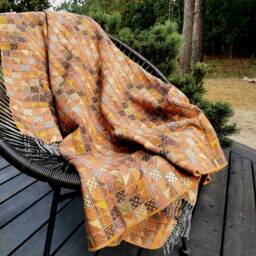 Yellow Orange Mustard Merino Lambs Wool Small Grid Checkered Plaid Blanket Throw Ocher Sofa With Fringes - thumbnail 3