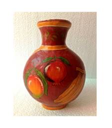 Hand Painted Paper Mache Flower Pot Vase Copper & Metal Art