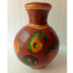 Hand Painted Paper Mache Flower Pot Vase Copper & Metal Art - thumbnail 2