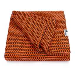 Orange Cotton Blanket - Woven Throw Durable Sofa Slip Cover Boho Bedspread Made in Portugal Sustainable Modern Traditional Home Decor - thumbnail 3