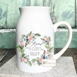 Personalised If ... Were Flowers I'd We'd Pick You Mum Nanna Grandma Home Wildflower Greenery Floral Ceramic Small Vase Jug Mug Birthday Gift - thumbnail 3