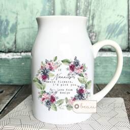 Personalised If ... Were Flowers I'd We'd Pick You Mum Nanna Grandma Home Wildflower Greenery Floral Ceramic Small Vase Jug Mug Birthday Gift - thumbnail 1