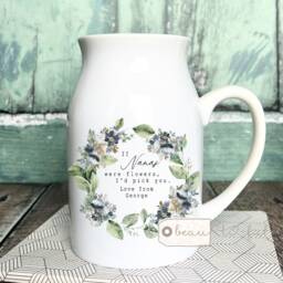 Personalised If ... Were Flowers I'd We'd Pick You Mum Nanna Grandma Home Wildflower Greenery Floral Ceramic Small Vase Jug Mug Birthday Gift - thumbnail 2