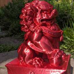 Gold Foo Dog Statue Pair, Chinese Garden Decor - thumbnail 4