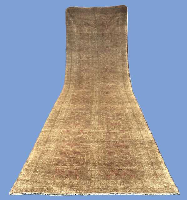 4x13 Brown Baluch Runner, Academia Long Wide Afghan Vintage Chocolate Mocha Wool Runner Rug, Moody Geometric/Hallway Welcome Entrance - image 1