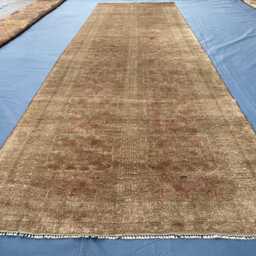 4x13 Brown Baluch Runner, Academia Long Wide Afghan Vintage Chocolate Mocha Wool Runner Rug, Moody Geometric/Hallway Welcome Entrance - thumbnail 2