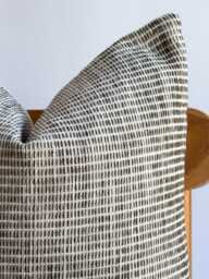 Olive Green Striped Pillow Cover Hmong Batik Ethnic Textile - thumbnail 1