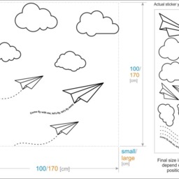 Paper Planes & Clouds Vinyl Room Wall Sticker Mural Decoration Boy Nursery Kids - thumbnail 2