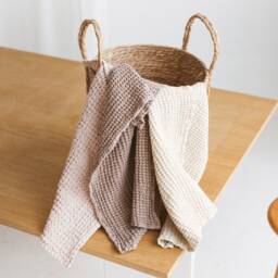 Waffle Woven Linen Towel Soft, Absorbent Bathroom Towel - thumbnail 2