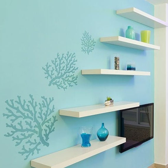 Coral Wall Art Stencil - Wall Art Stencils Easy To Use Stencils For A Quick Room Update Reusable Nautical Walls - image 1