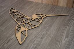 Hummingbird Geometric Low Poly Wall Art, Animal Hanging, Decor, Wood Colibri Shape, Laser Cut, Interior Design - thumbnail 1