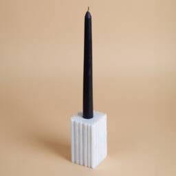 Natural Marble Candlestick Holder Aegean White Stone, 3.9
