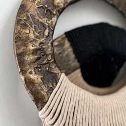 Antique Brass Finish Macrame Wall Hanging Fiber Art Sculpture - thumbnail 3