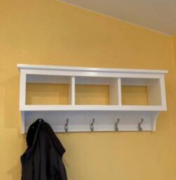 Country Entryway Shelf With Baskets & Hooks Wall Coat Rack