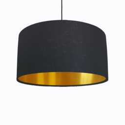 Black Lampshade in Linen With Gold Lining
