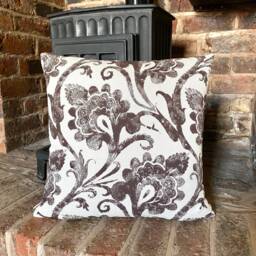 767. Handmade Block Print Chellah Spice Brown 100% Cotton Cushion Cover, Various Sizes - thumbnail 1