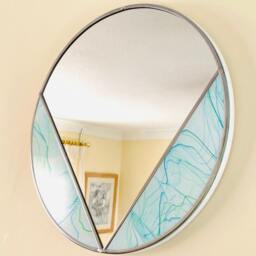 Art Deco Blue Round Mirror - Lemongrass - thumbnail 3