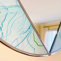 Art Deco Blue Round Mirror - Lemongrass - thumbnail 4