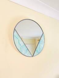 Art Deco Blue Round Mirror - Lemongrass - thumbnail 1