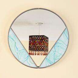 Art Deco Blue Round Mirror - Lemongrass - thumbnail 2