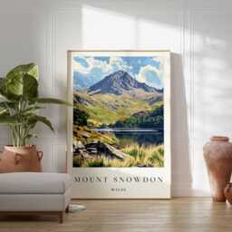Mount Snowdon Print Wales Travel Poster, Eryri National Park Wall Art - thumbnail 2