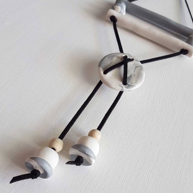 White & Silver Clay Wall Hanging - image 1