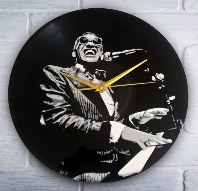 Ray Charles Painted Retro Vinyl Record Clock, . Wall Clock . Gift For Music Lover - image 1