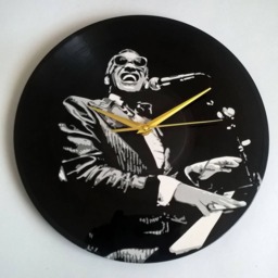 Ray Charles Painted Retro Vinyl Record Clock, . Wall Clock . Gift For Music Lover - thumbnail 2