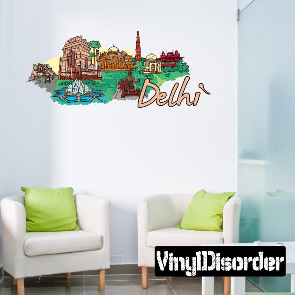Famous City Delhi Wall Decal - Fabric Vinyl Removable & Reusable Famouscityuscolor050Et