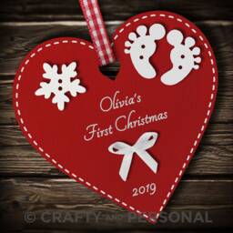 Personalised Baby's 1st First Christmas Bauble Wooden Heart Tree Ornament Or Magnet Gift For Boy Girl - thumbnail 3