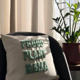 Punch Needle Proud Plant Mama Cushion Cover, Cute Throw Pillow, Embroidered Parent, Custom Unique Pillow - thumbnail 2