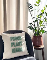 Punch Needle Proud Plant Mama Cushion Cover, Cute Throw Pillow, Embroidered Parent, Custom Unique Pillow - thumbnail 1