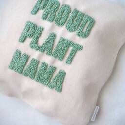 Punch Needle Proud Plant Mama Cushion Cover, Cute Throw Pillow, Embroidered Parent, Custom Unique Pillow - thumbnail 4