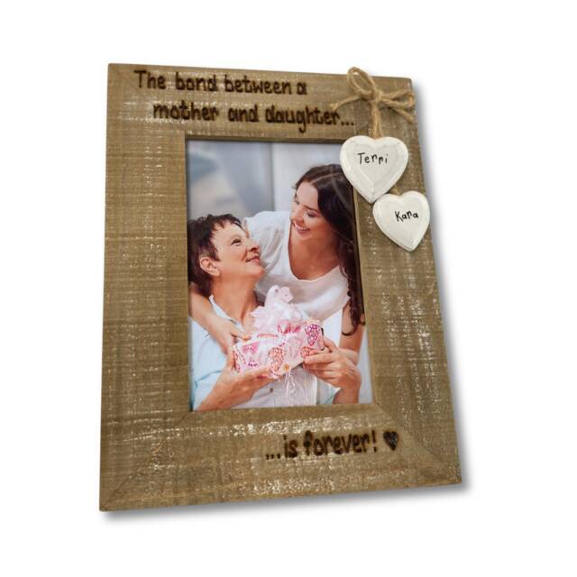 Mother Daughter Photo Frame - The Bond Between A Father & Is Forever Personalised Driftwood Wooden Mum Mom Mummy - image 1