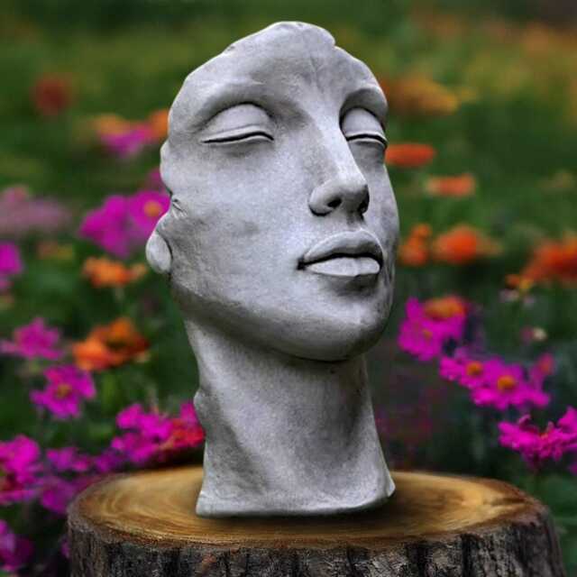 Large Concrete Face Statue Stone Head Bust Sculpture Cement Human Figure Garden Art Decor Outdoor Lawn Ornament Modern Gift - image 1