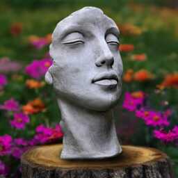 Large Concrete Face Statue Stone Head Bust Sculpture Cement Human Figure Garden Art Decor Outdoor Lawn Ornament Modern Gift - thumbnail 1