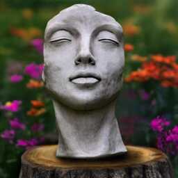 Large Concrete Face Statue Stone Head Bust Sculpture Cement Human Figure Garden Art Decor Outdoor Lawn Ornament Modern Gift - thumbnail 2