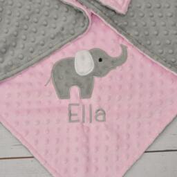 Personalized Minky Baby Blanket-Pink Elephant Baby Blanket-Personalized Blanket-Minky Blanket-Girl Blanket - thumbnail 2