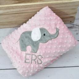 Personalized Minky Baby Blanket-Pink Elephant Baby Blanket-Personalized Blanket-Minky Blanket-Girl Blanket - thumbnail 3