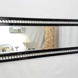Full Length Art Deco Acrylic Crystal Glass Design Bevelled Mirror 120x40cm Black Sparkly Modern Home Interior - thumbnail 3