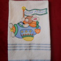 Easter Bunny Appliqued Hand Towel Vintage Airlines Decor - thumbnail 4